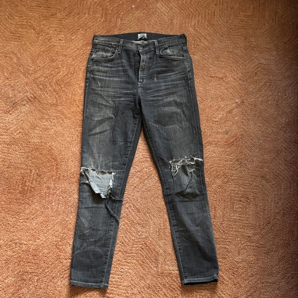 Citizens Of Humanity Charcoal Distressed Skinny Jeans